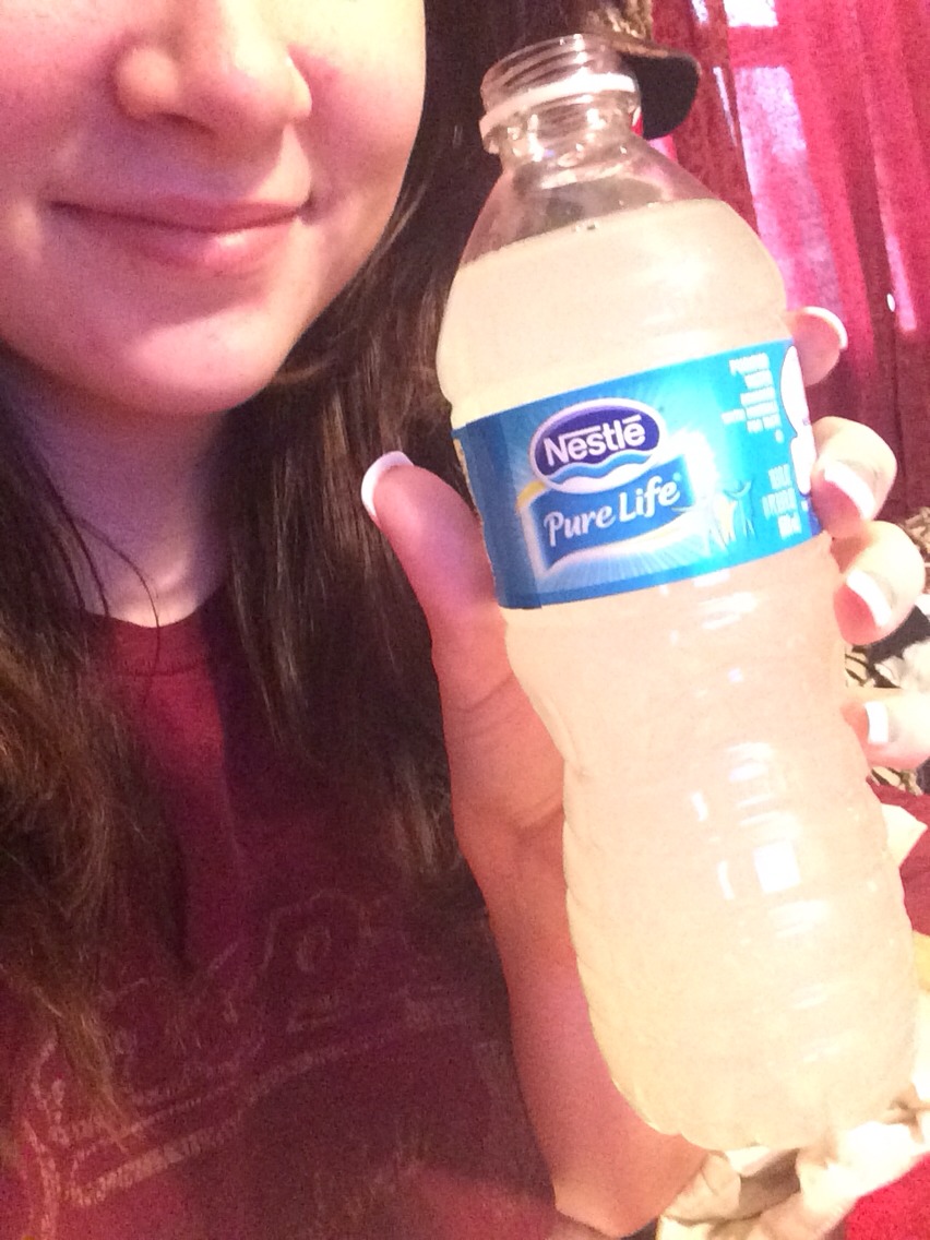 Put the desired amount in your water bottle! I put a little more than I wanted, but I made up for it with a little more sugar. (I like it really sweet.)