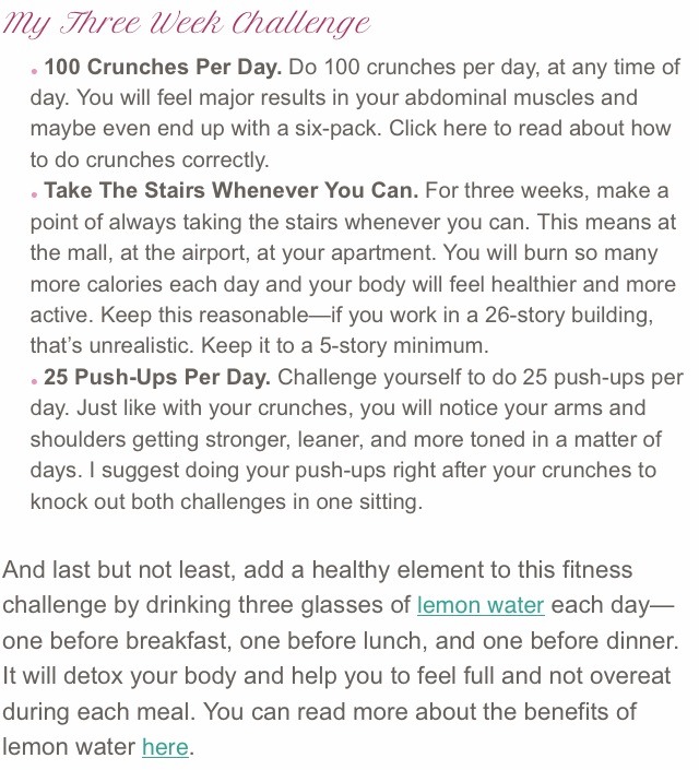 Slim Down Challenge: Three Moves, Three Weeks