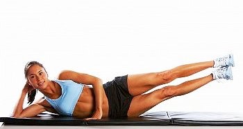 2 sets of 20 side leg lifts on each side
Lift both legs up and down slowly