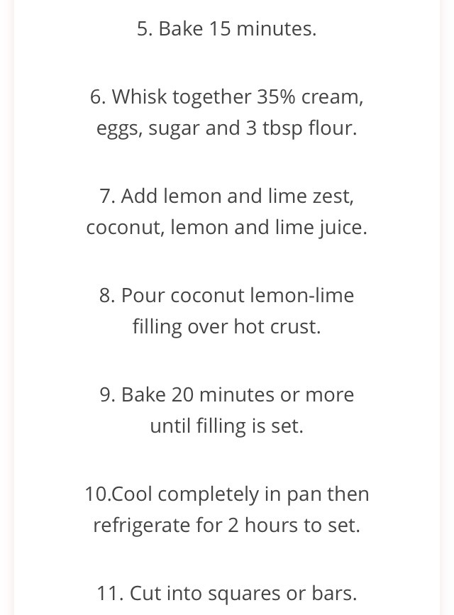 " Delicious Coconut Lemon-Lime Bars"😋