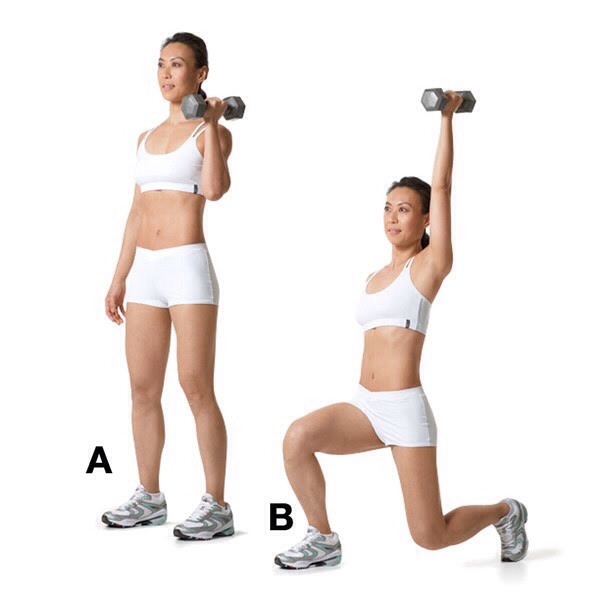 MOVE 8
Advanced Workout: Reverse Lunge with Single-Arm Press
