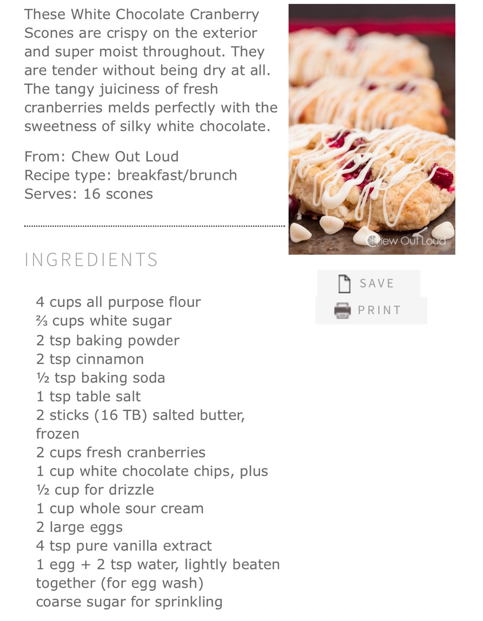 WHITE CHOCOLATE CRANBERRY SCONES! 