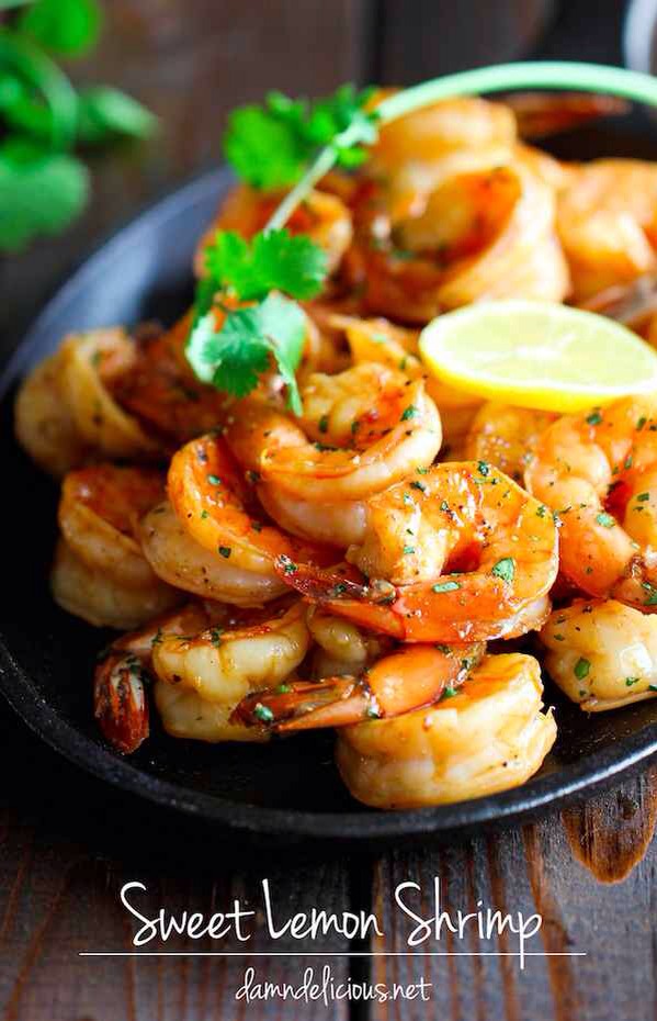 13. Sweet Lemon Shrimp
Shrimp + hoisin sauce + honey + lemon juice/zest + cilantro. Get the recipe.
http://damndelicious.net/2014/02/22/sweet-lemon-shrimp/