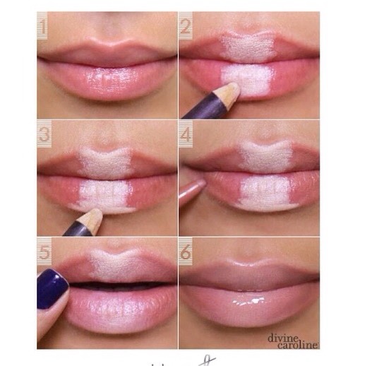 To get fuller lips, just use a light pencil in the center of your lips ๐