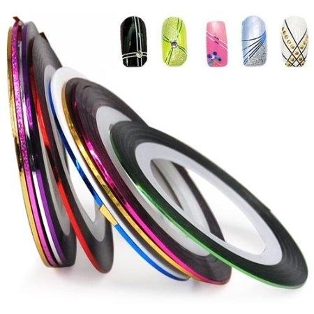 4. Super thin nail tape will let you create stripes with ease.Its super cheap too!You can use it right on the nail as decoration.