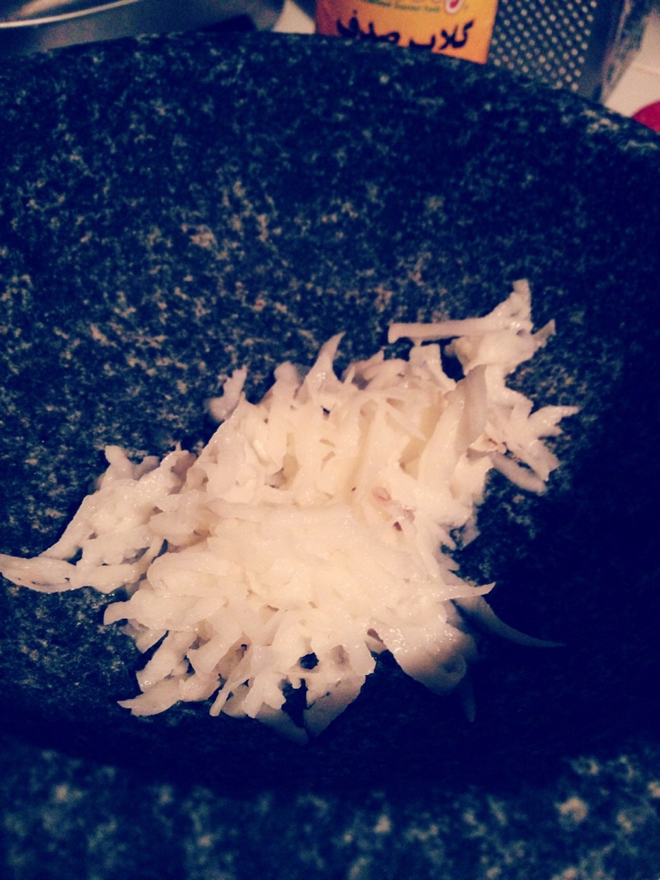 Add into a bowl or mortal and pestle .
