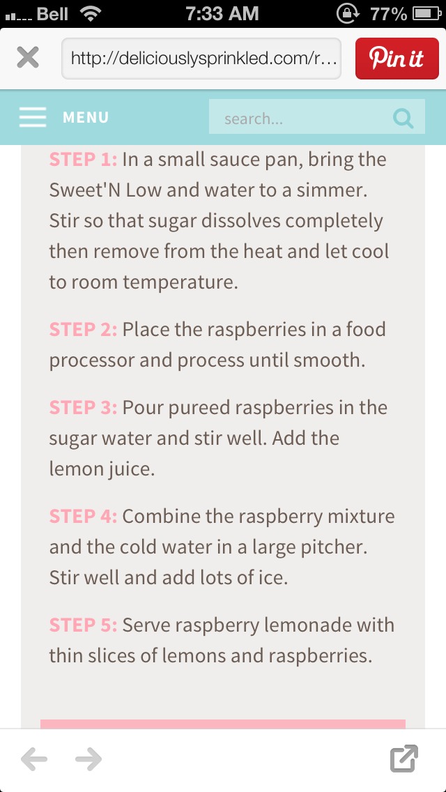 Homemade Raspberry Lemonade 