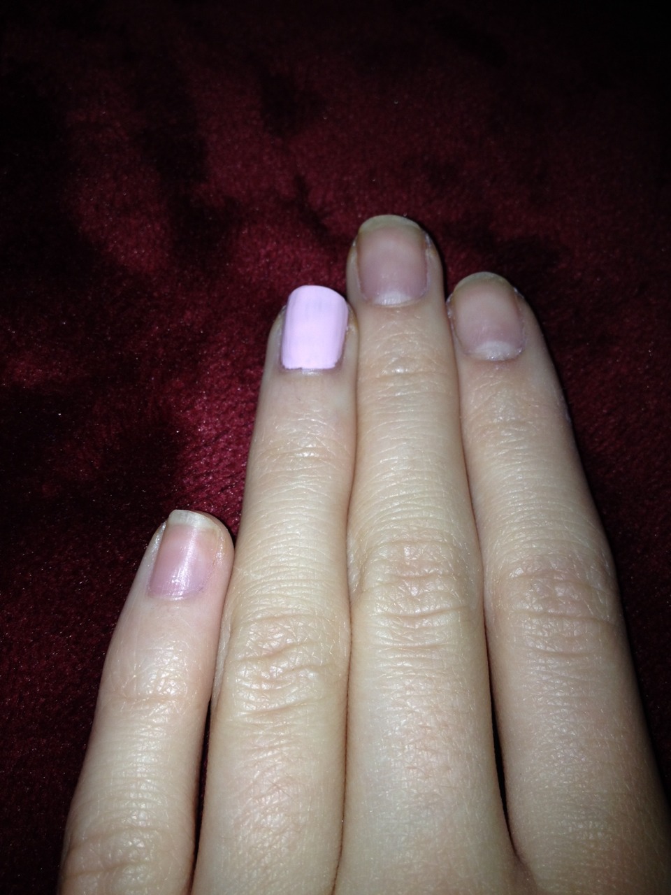 Step 3 
Paint only your ring finger pink make sure it's opaque 