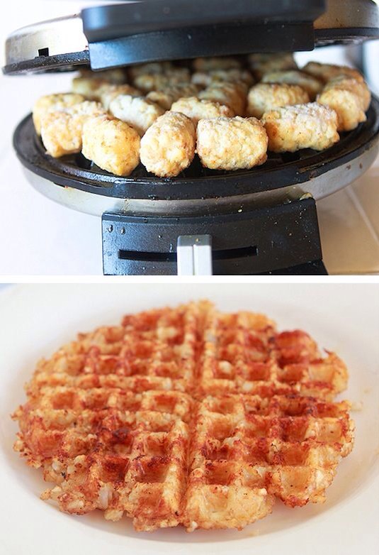 Turn tater tots into morning hash browns easy!!