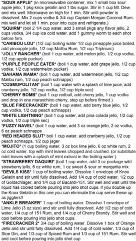 Every Kind Of Jello Shot Recipes!!