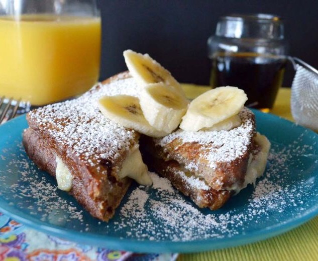 Banana Cream Cheese Stuffed French Toast