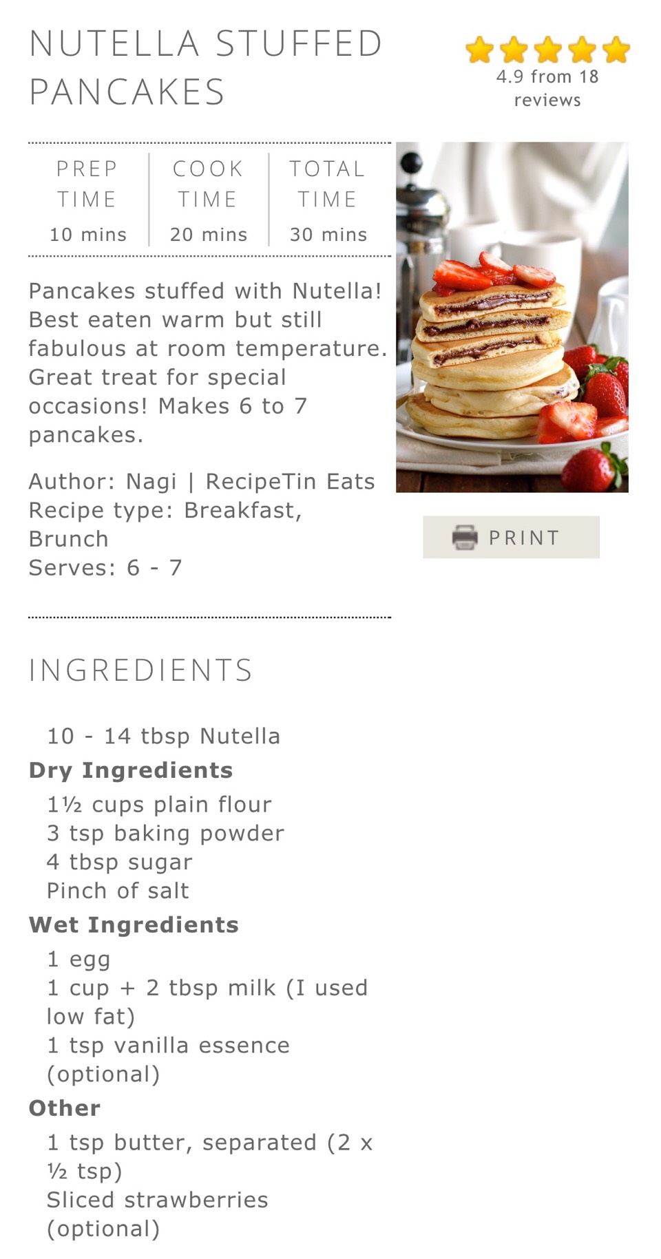 Nutella Stuffed Pancake 