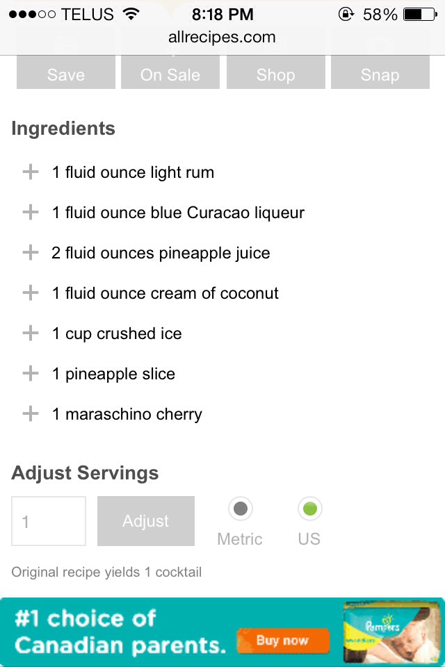 Blue Hawaiian Blended Cocktail !