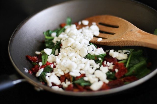 Step 5B. Add the feta cheese and stir until well combined with the other ingredients.