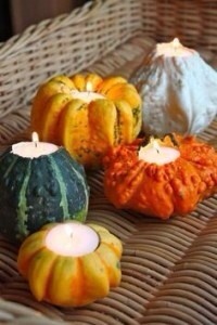 17. Carve out a small opening into gourds and place a votive candle inside, they smell wonderful too, and are a great centrepiece idea! 
