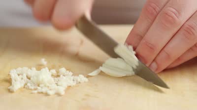 Chop your garlic so it's thinly diced