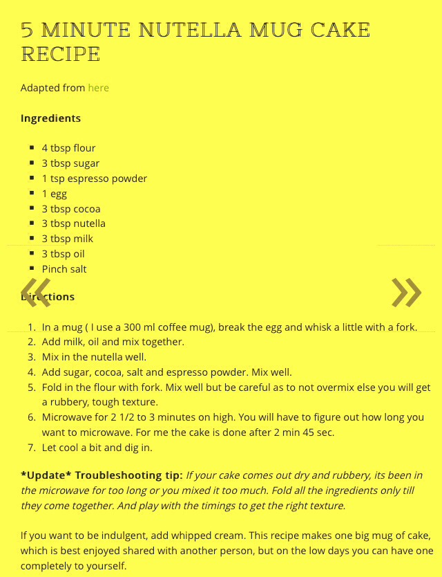 5 Minute Nutella Mug Cake Recipe ..
The most dangerous chocolate cake. Ever. Ready in 5 minutes