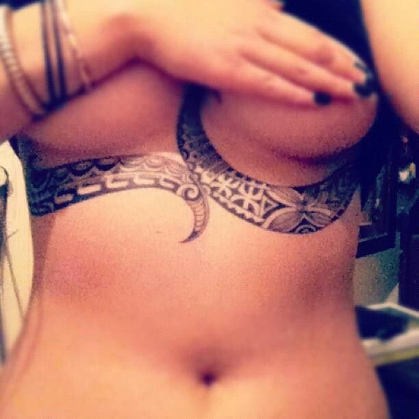 Beautiful Under Breast Tattoo Designs