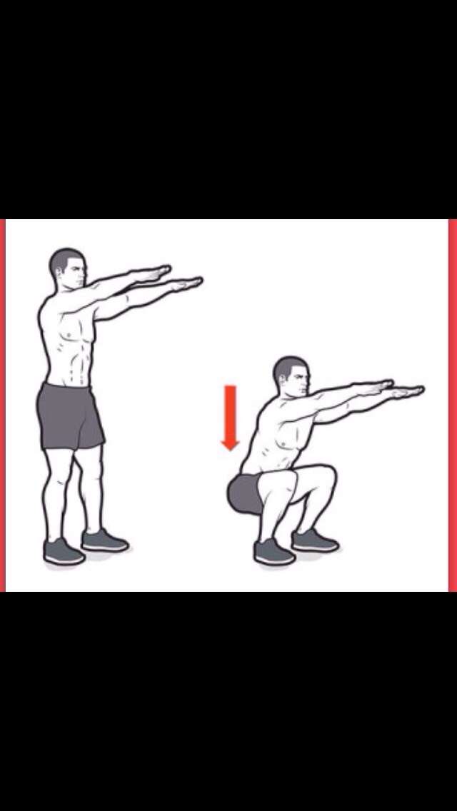 Two sets of 10 squats 