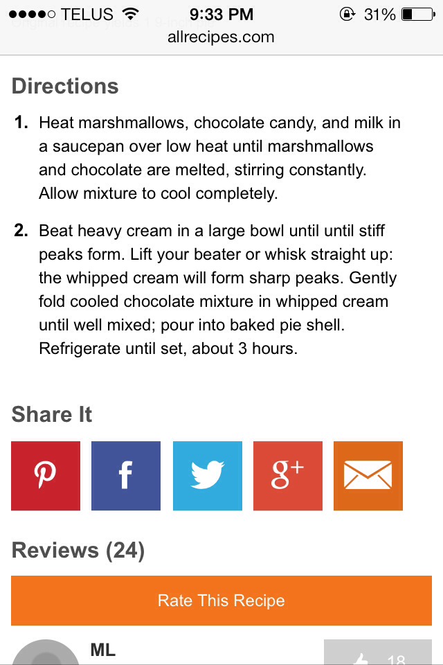 Creamy Chocolate Moose Pie