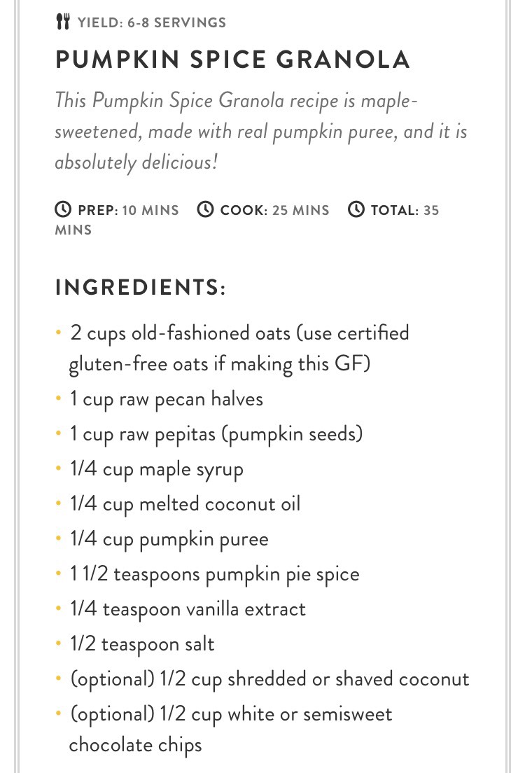FALL🍁: Pumpkin Spice Granola 