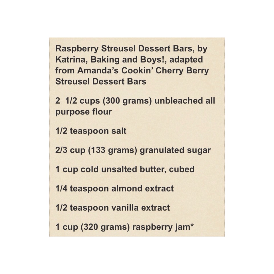 Raspberry Streusel Bars 
