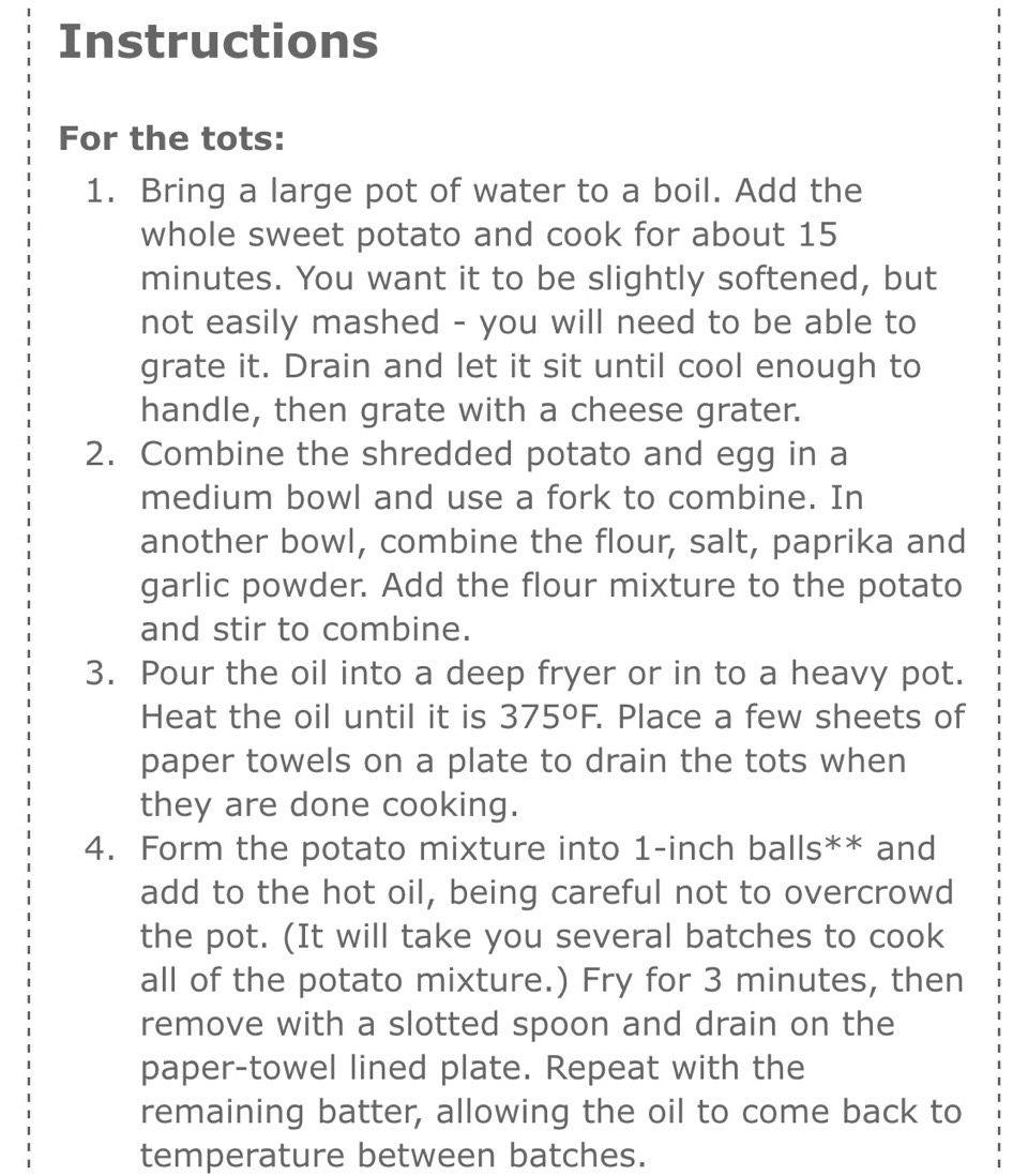 Sweet Potato Tots 😋👍💖