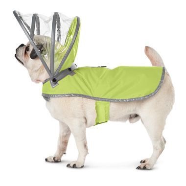 22. The Canine’s Raincoat – Hammacher Schlemmer
A raincoat that acts like a umbrella with a transparent hood that keeps a dog’s head dry without obstructing its ears.
$49.95 