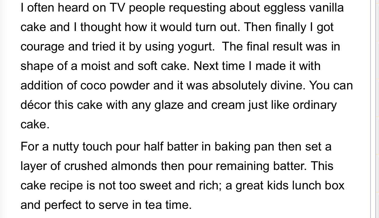 Eggless Vanilla Cake. Best For School Lunches And Tea Time. 🍞