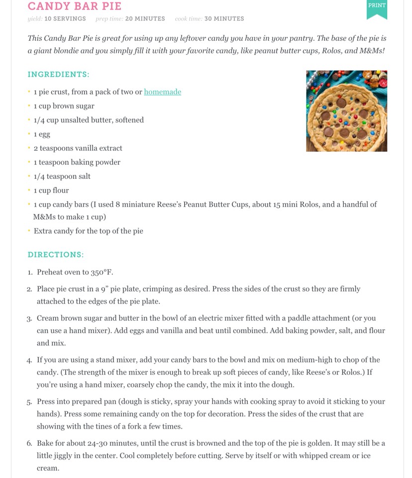 Candy Bar Pie