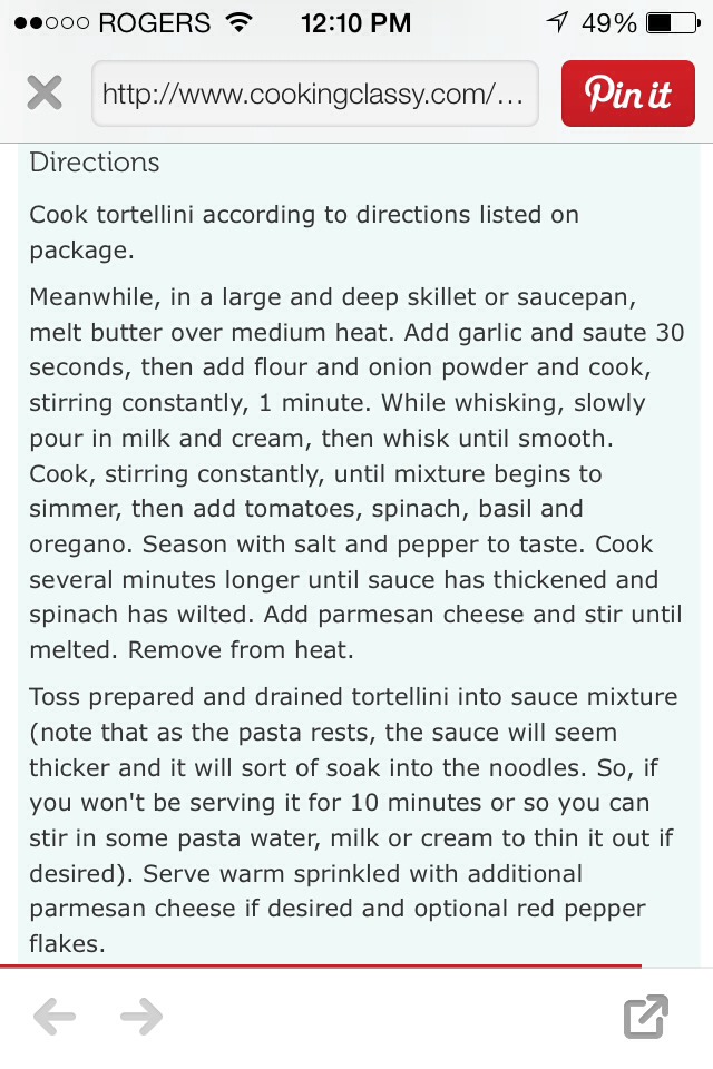 Creamy Spinach Tomato Tortellini