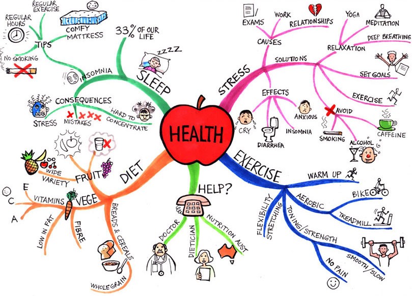 Making a mind map is useful to link ideas together and organise each part of a topic such as in the example above.