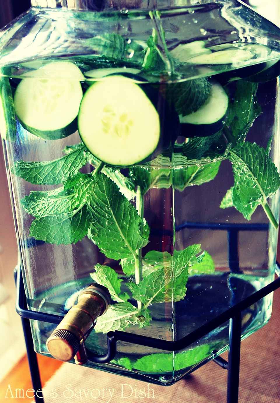 Minty cucumber lime :)
- 1/2 a cucumber sliced 
-1/2 a lime sliced 
- 1/4 a cup of mint leaves 
