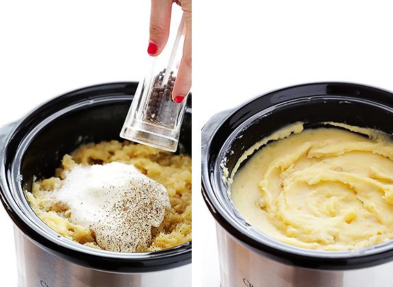 Stir in some Greek yogurt (or sour cream), salt and pepper.