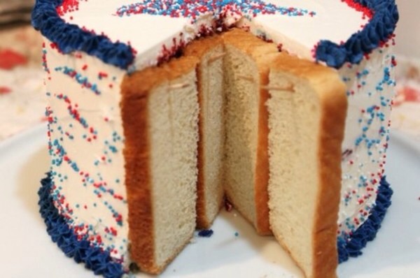 Keep a cake moist with bread slices and toothpicks 