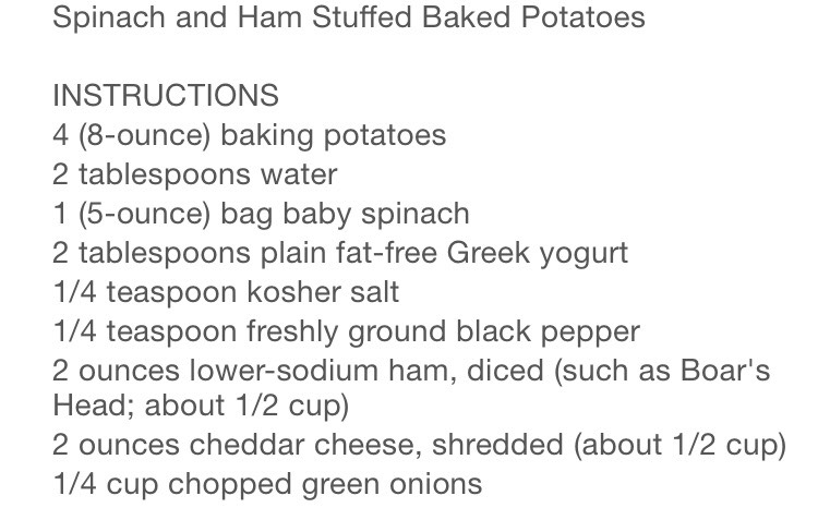 Spinach And Ham Stuffed Baked Potatoes!!