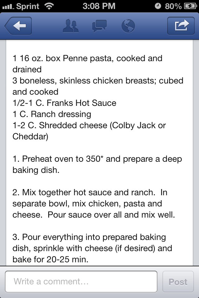 Buffalo Chicken Pasta Bake!