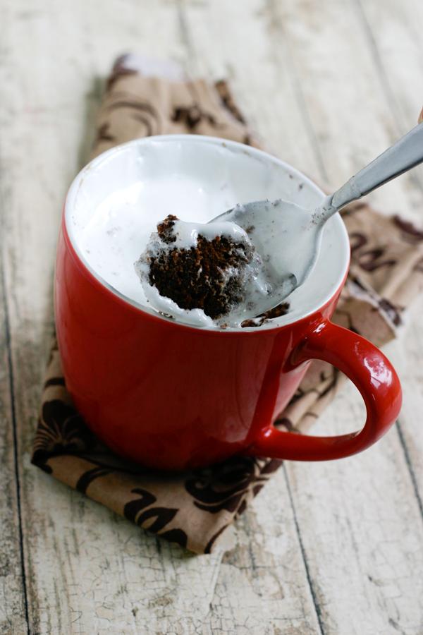 Chocolate Fluffernutter Mug Cake