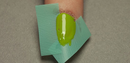 Paint on your first colour and immediately remove the tape.

