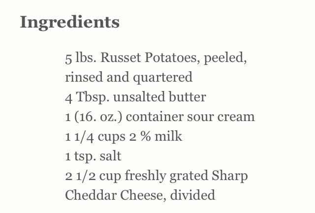 Sour Cream And Cheddar Potato Bake