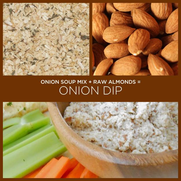 Onion Soup Mix + Raw Almonds = Onion Dip