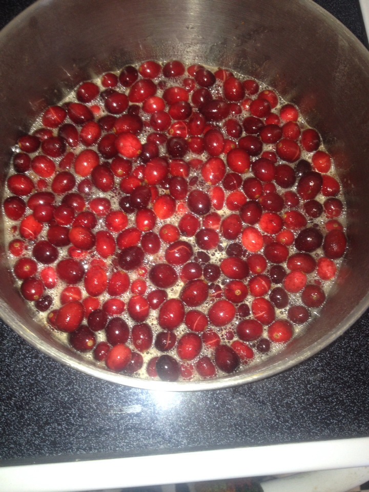 You might hear small popping sounds, those are the cranberries bursting open