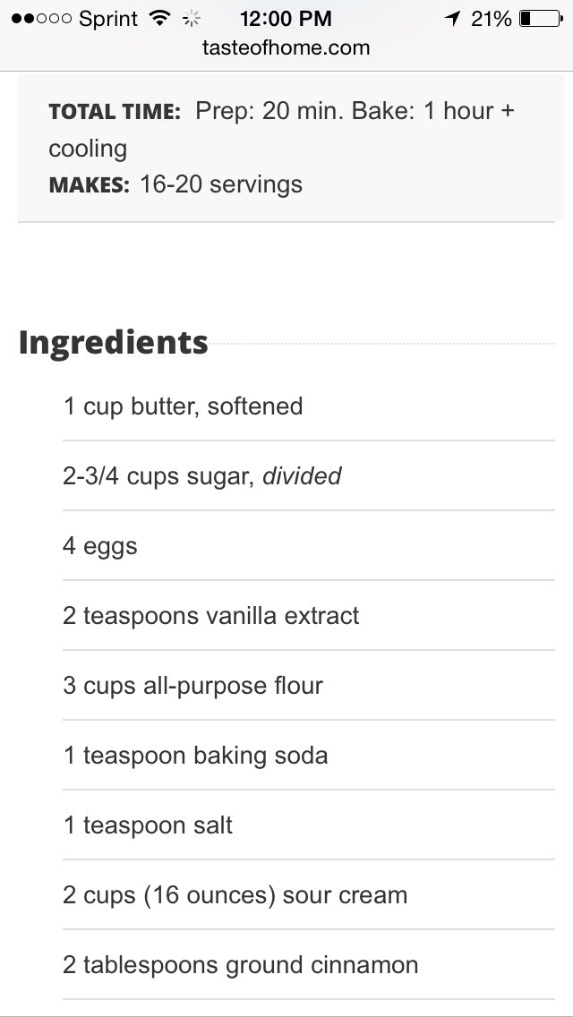 Cinnamon Coffee Cake Recipe