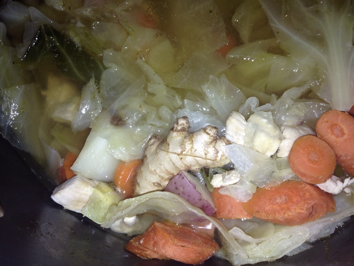 Ginger root! It's amazing to clear congestion on a sick day, even to relieve bloating! It's delicious!!!