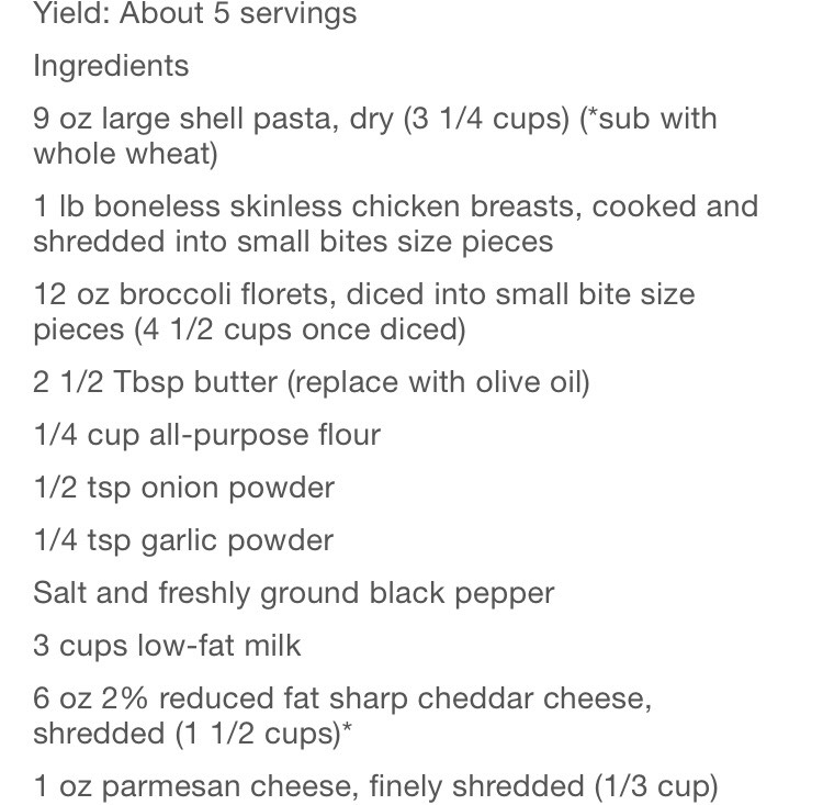 Creamy Broccoli Chicken Shells And Cheese.