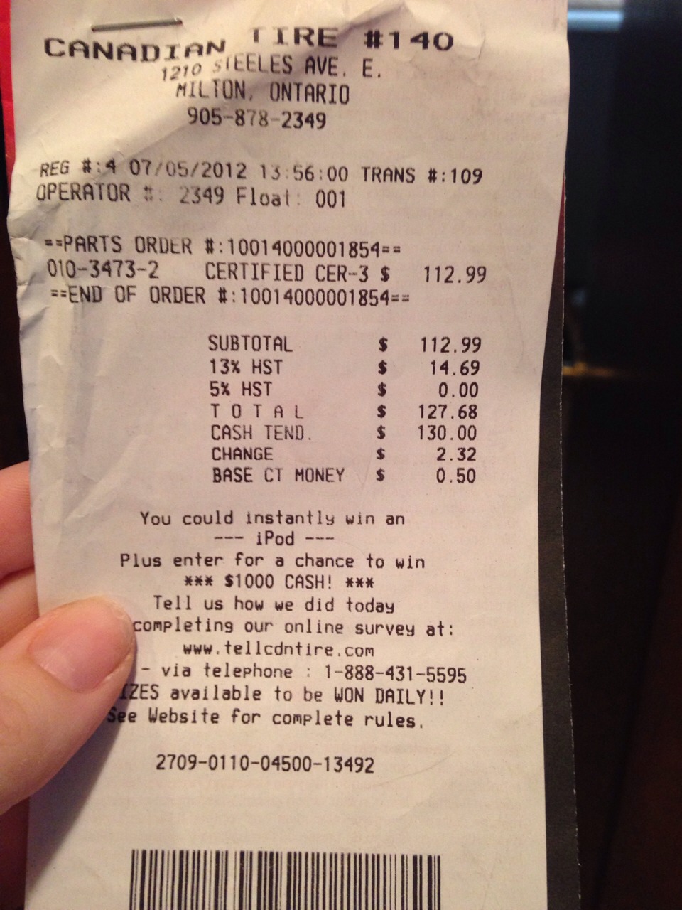 When you buy an expensive item always take pictures of your receipt with your phone so if you loose your receipt and something happens to the item you can take the picture to the store to re print your receipt 
