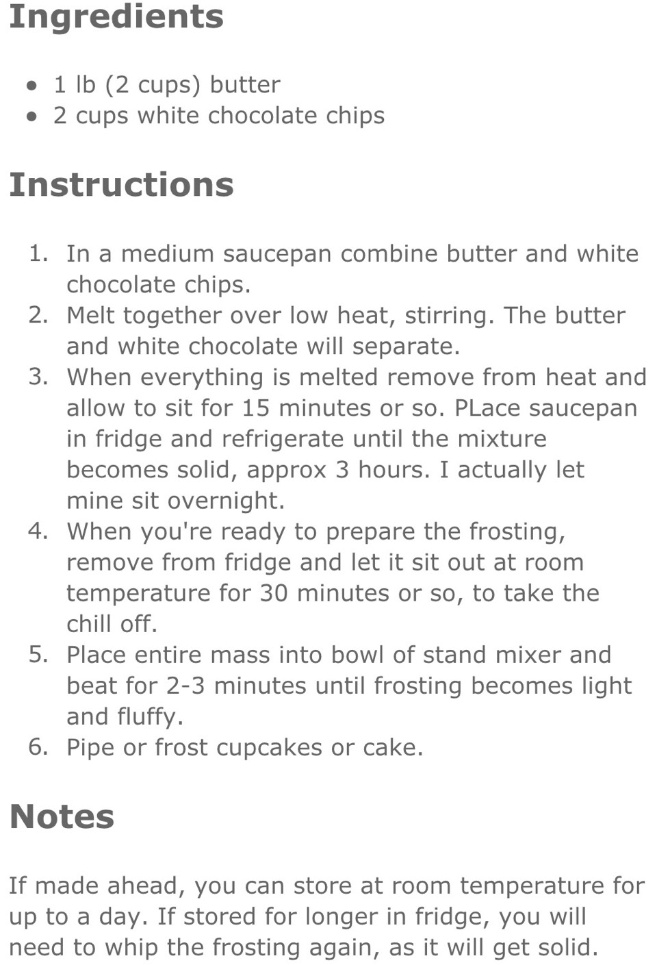 2 Ingredient Chocolate Buttercream Frosting 