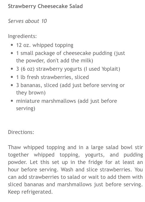 Strawberry Cheesecake Salad. So Good!!