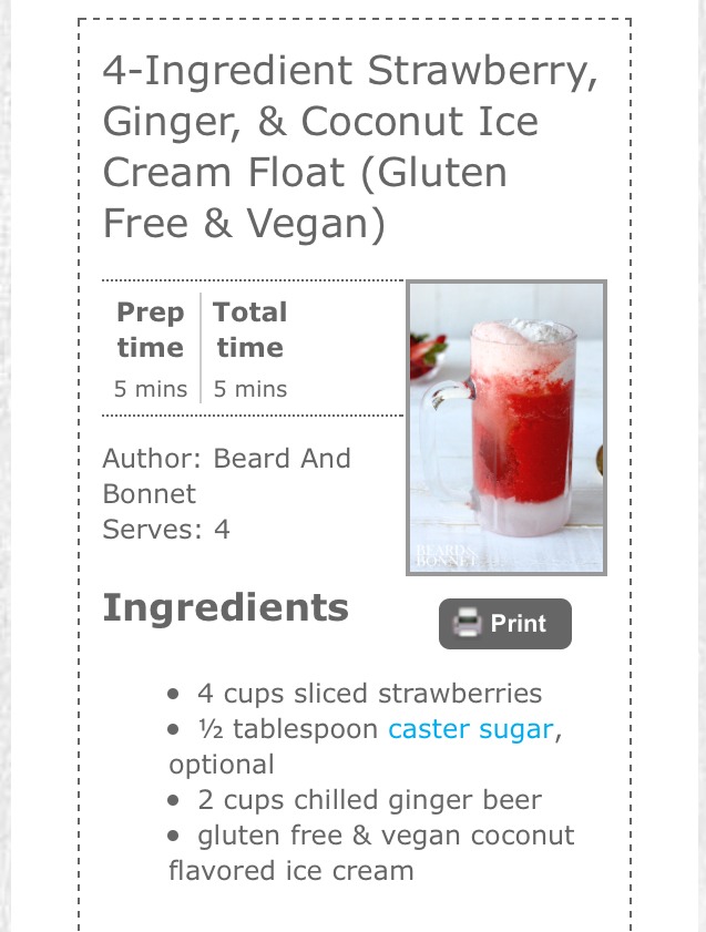 Strawberry, Ginger And Coconut Ice Cream Float