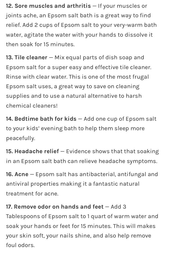 " 25 Uses For Epsom Salt"👍💯